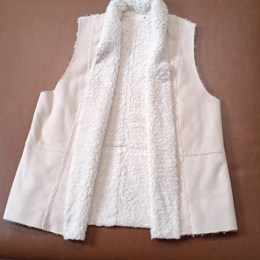 Faux suede vest with faux sherpa lining